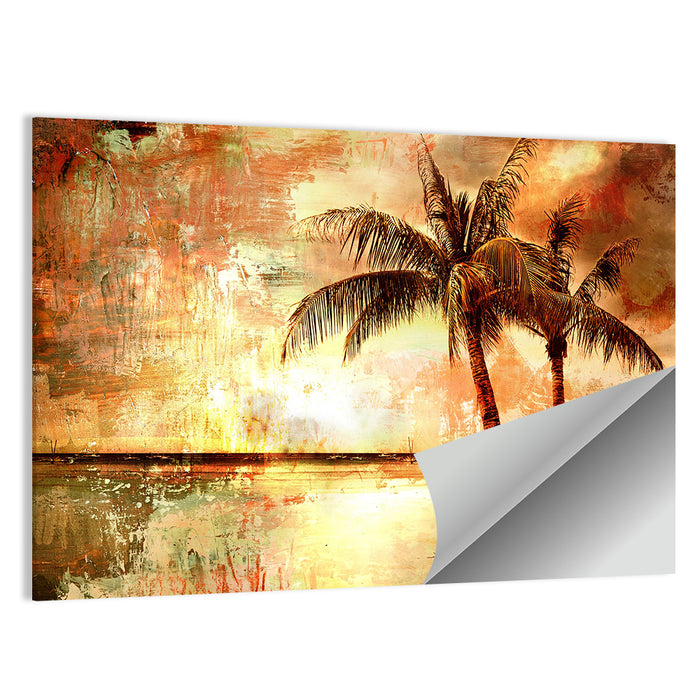 Tropical Beach Sunset Wall Art as a poster print