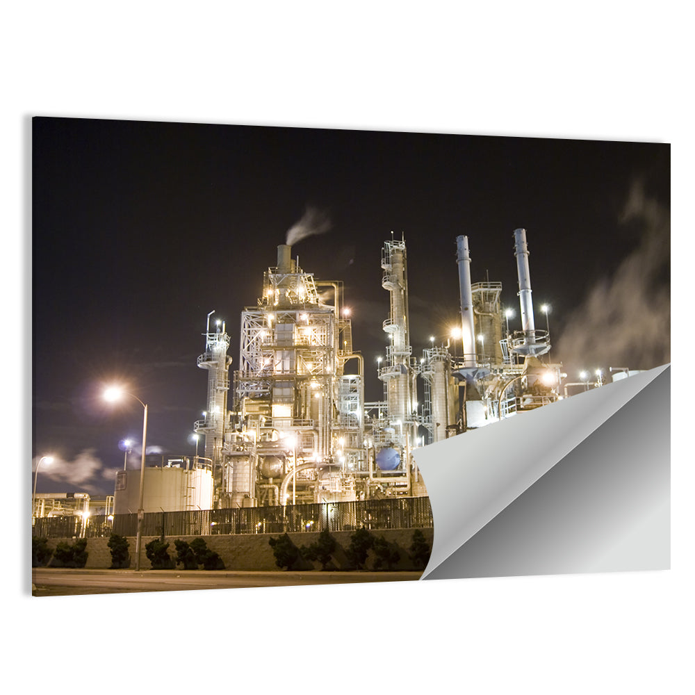 Industrial Refinery Nightscape Wall Art