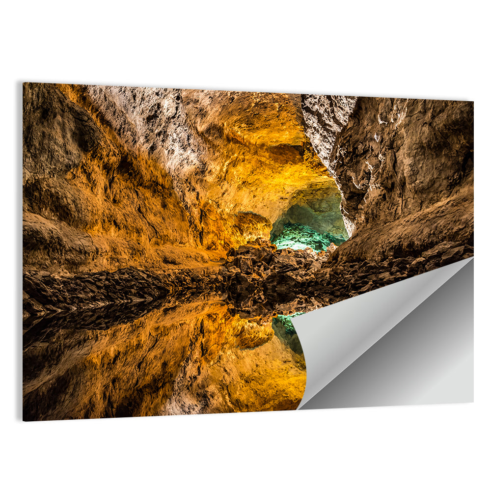 Glowing Green Cave Reflection Wall Art