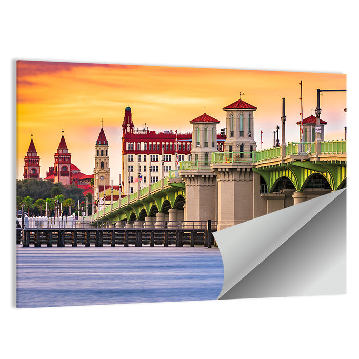 Saint Augustine Bridge of Lions at Dusk Wall Art as a poster print