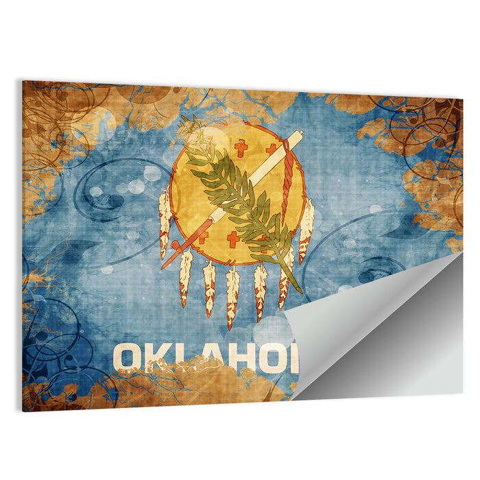 Vintage Oklahoma Flag Wall Art as a poster print