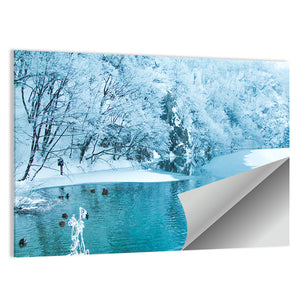 Frozen Lake In Plitvice Wall Art