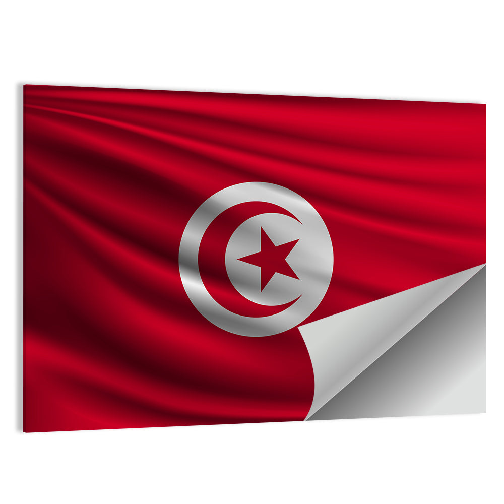 Tunisia Flag with Crescent and Star Wall Art
