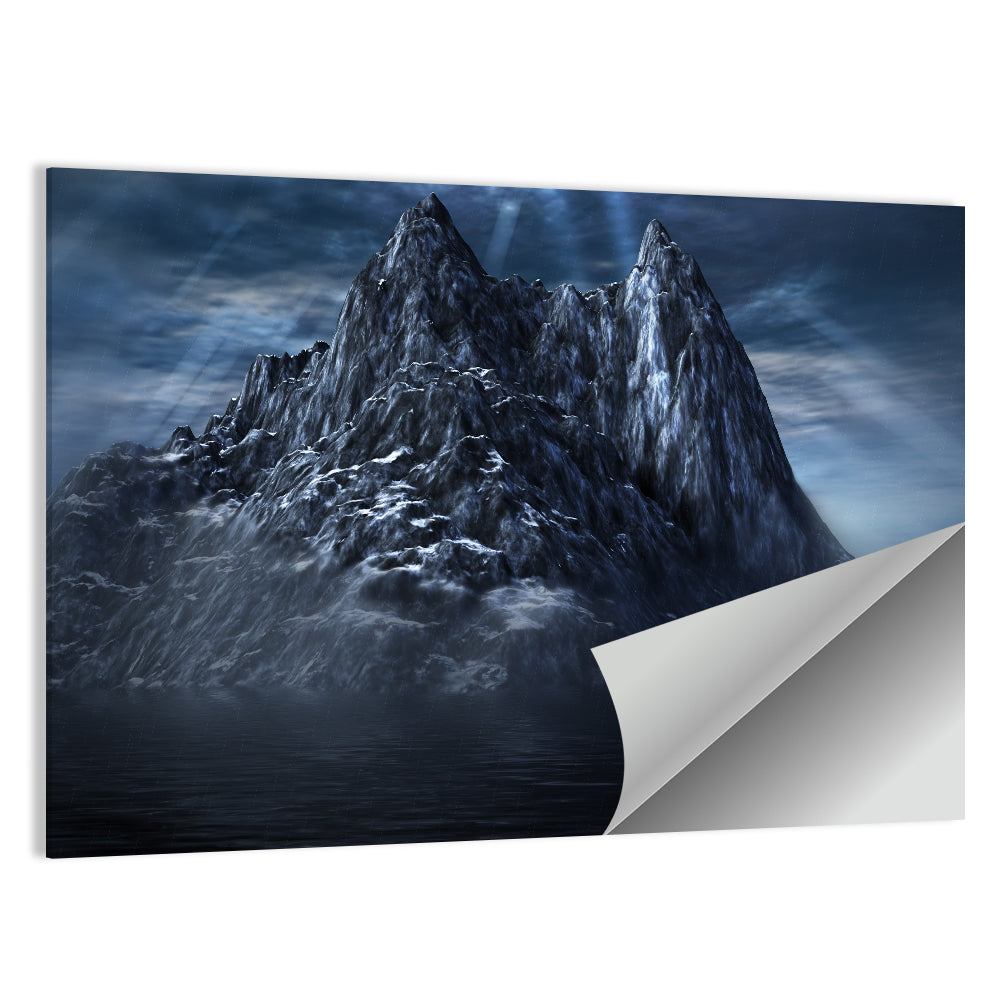 Dark Mountain In Sea Wall Art