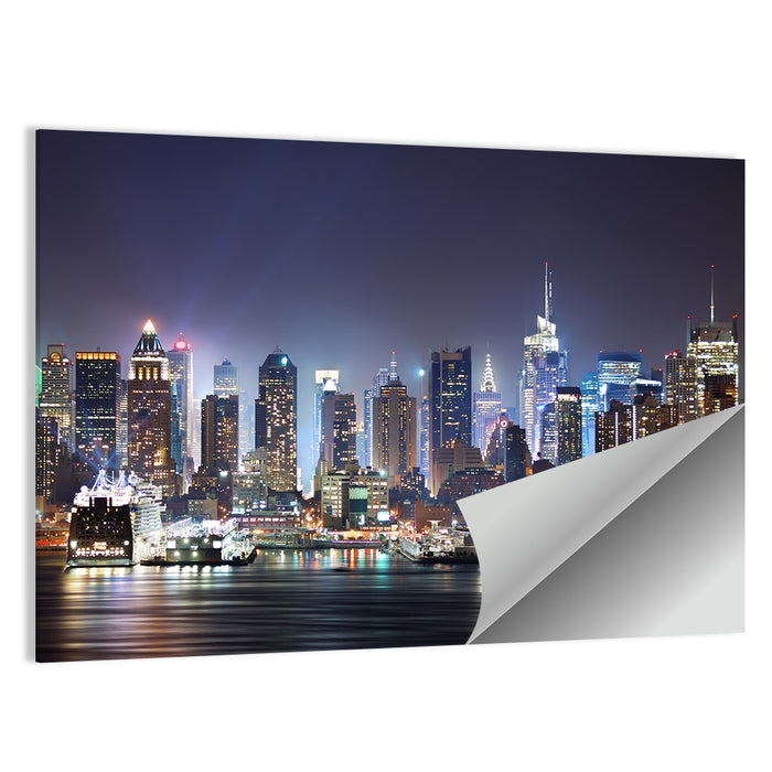 Manhattan Night Skyline Wall Art as a poster print