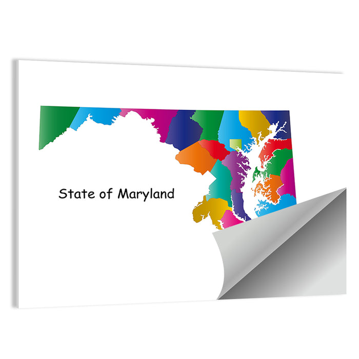 Maryland County Map Wall Art as a poster print