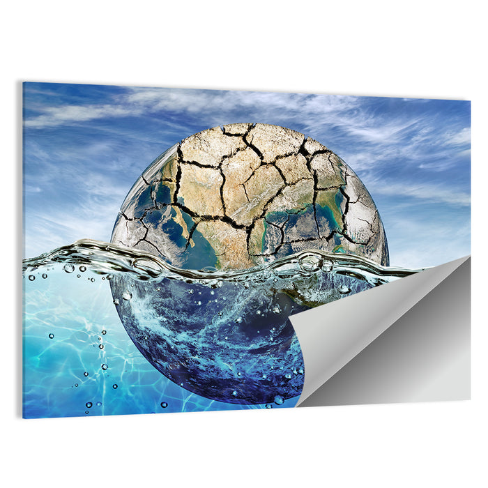 Half-submerged Planet Concept Wall Art as a poster print