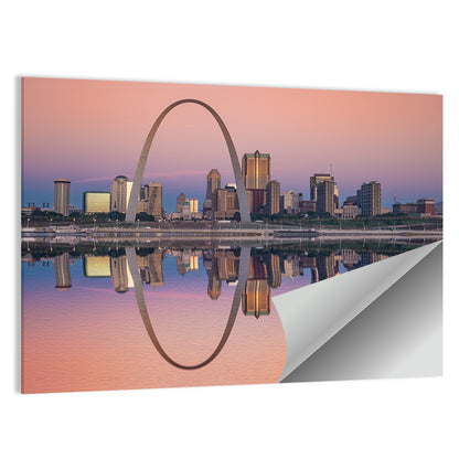 St Louis Skyline Along Mississippi River Wall Art