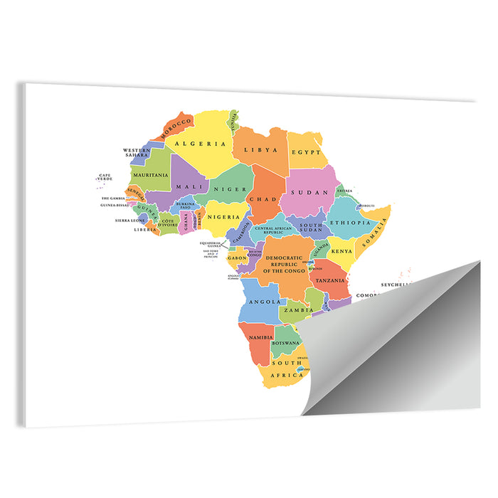 Colorful Africa Political Map Wall Art as a poster print