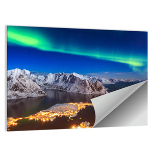 Aurora Borealis Over Reinebringen Mountain Ridge Wall Art