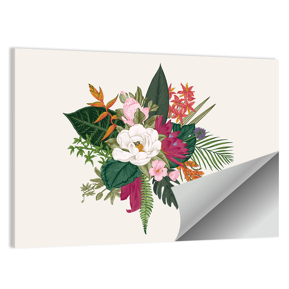 Tropical Bouquet with White Flower Wall Art