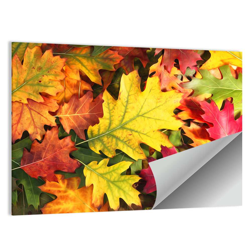Painterly Autumn Oak Leaves Wall Art