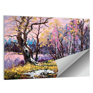 Autumn On Bank Of Lake Wall Art