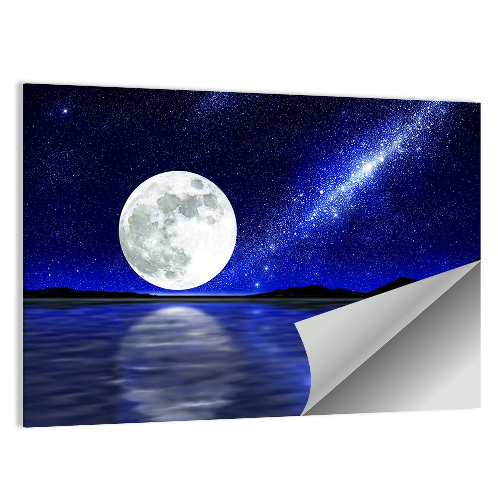 Moonlit Lake Reflection Wall Art