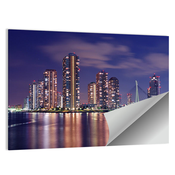 Tokyo Night Skyline Wall Art as a poster print