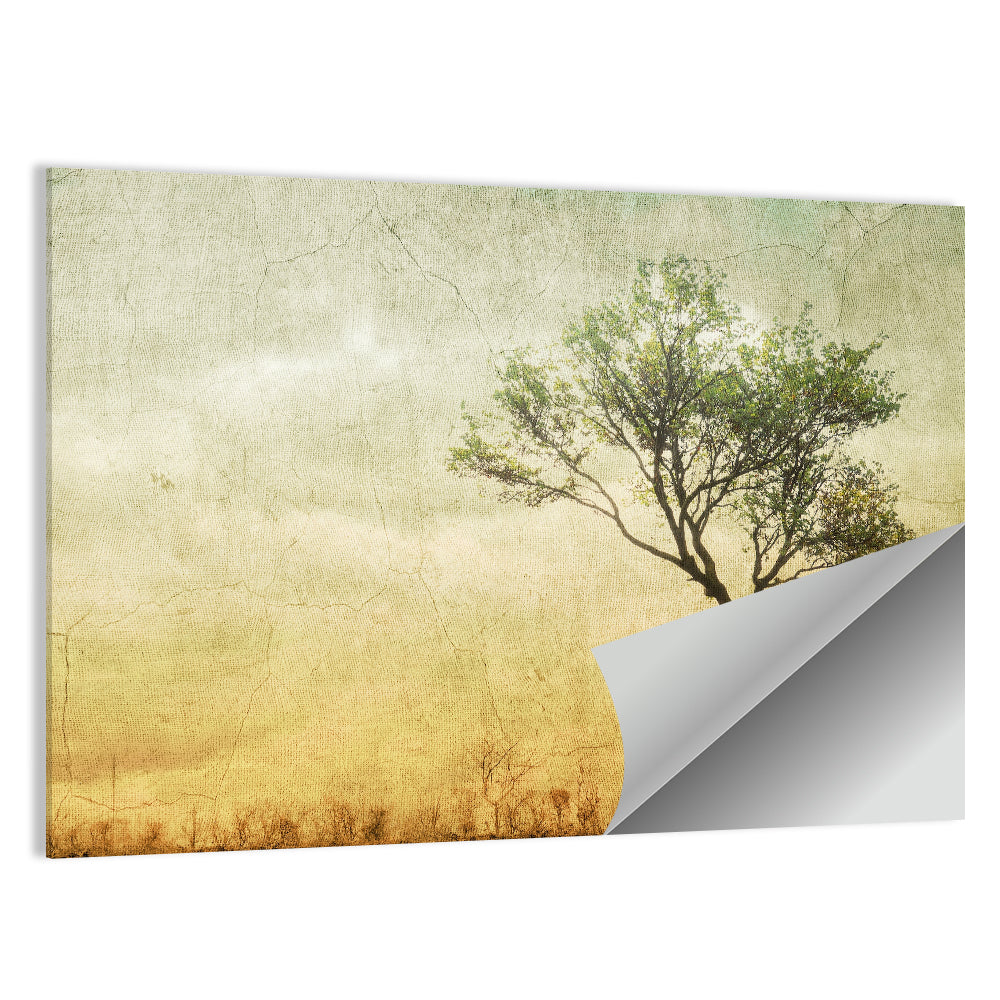 Surreal Tree with Cracked Paint Texture Wall Art