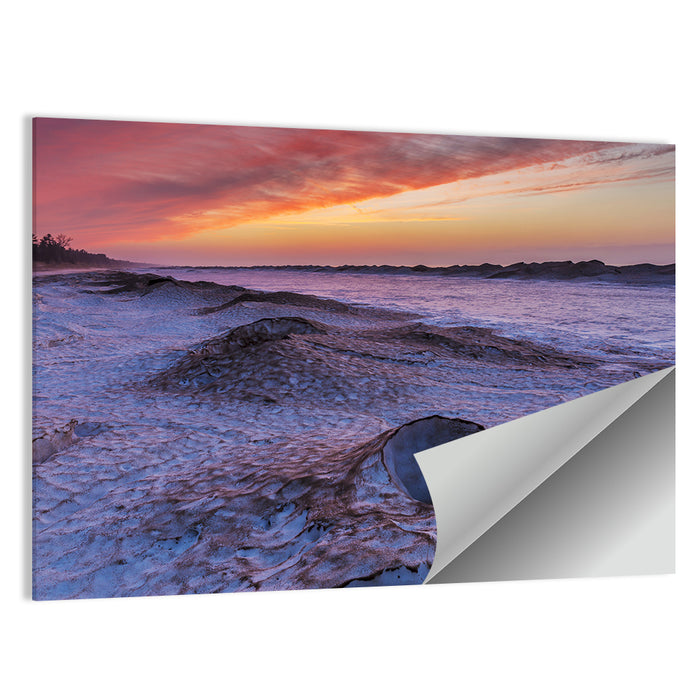 Lake Huron Twilight Shoreline Wall Art as a poster print