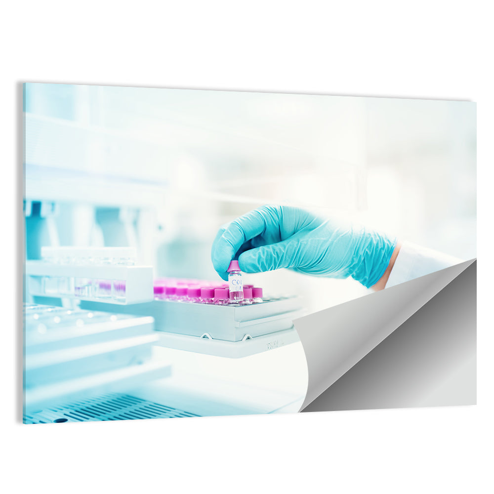 Gloved Hand Placing Vial in Laboratory Wall Art