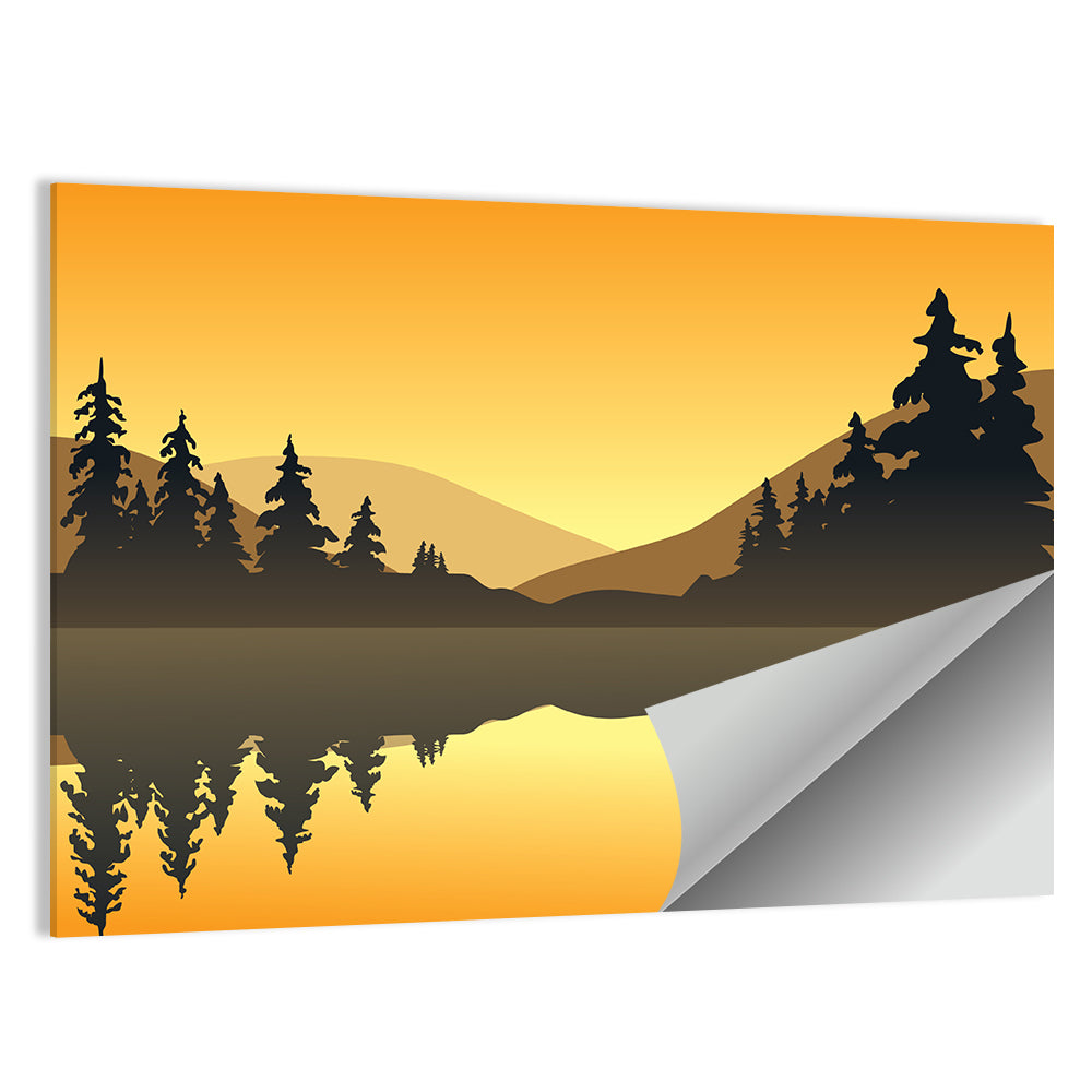 Golden Hour Lake Reflection Wall Art