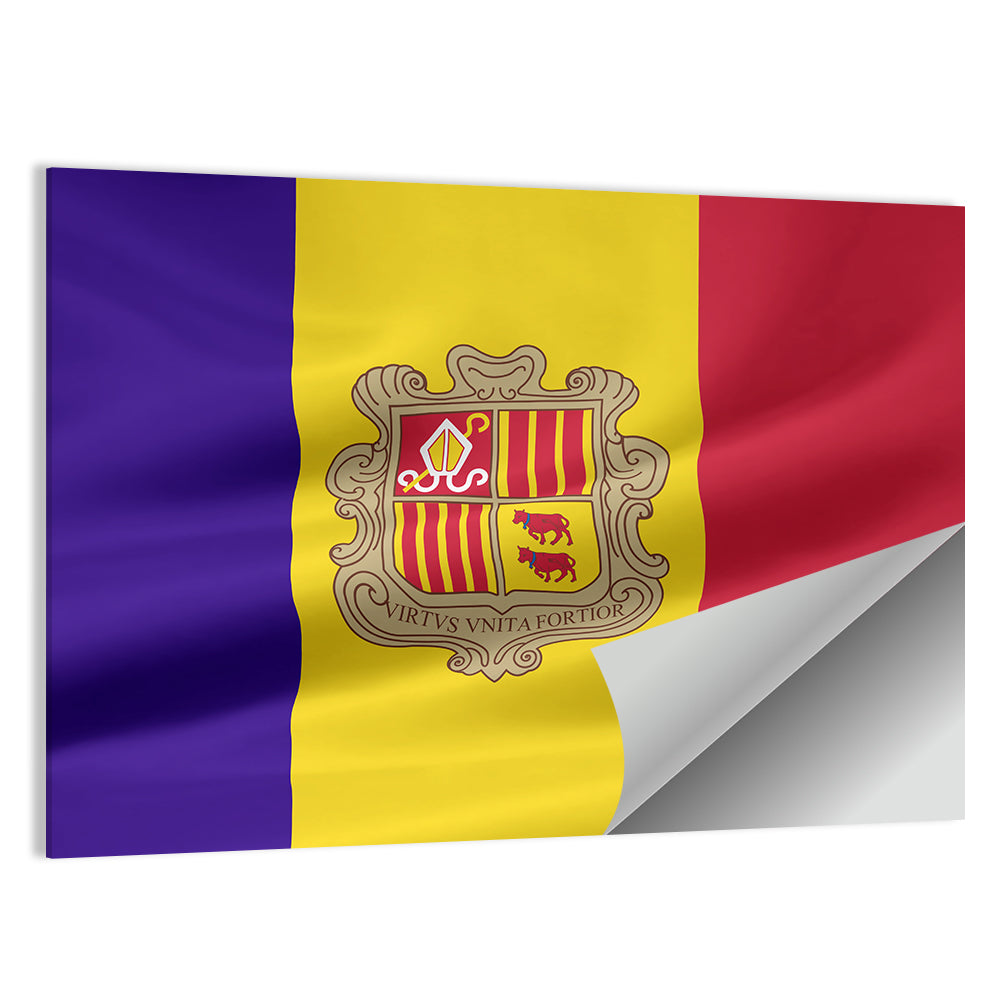 Andorra Flag with Coat of Arms Wall Art