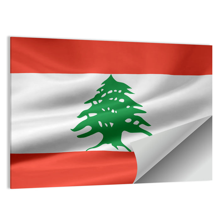 Lebanon Flag with Cedar Emblem Wall Art as a poster print