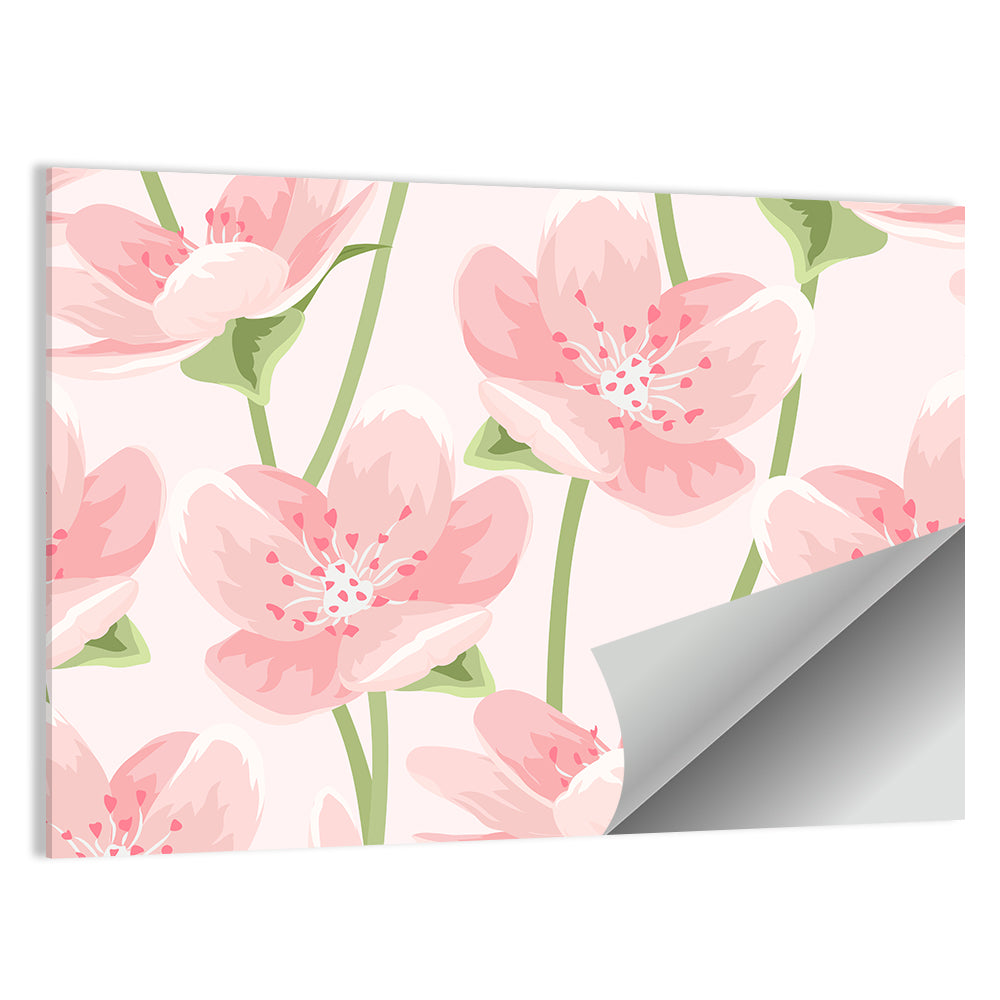 Spring Pink Sakura Magnolia Pattern Wall Art