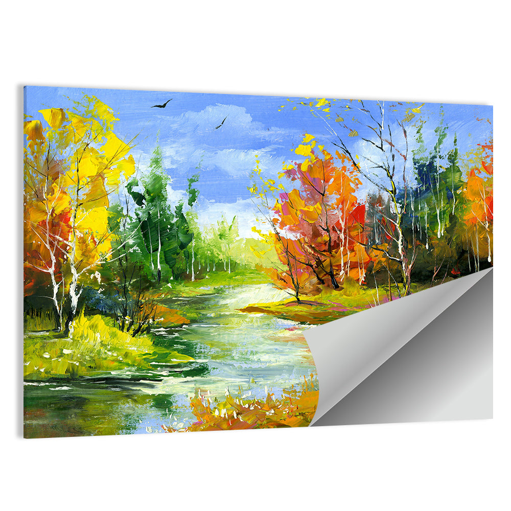 Winding Autumn Stream Wall Art
