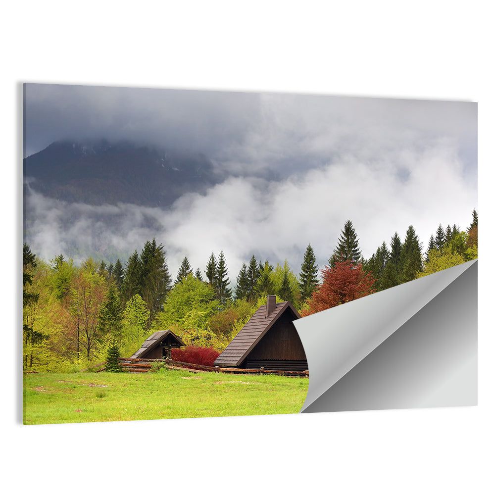 Slovenian Alps Cabin in Fog Wall Art