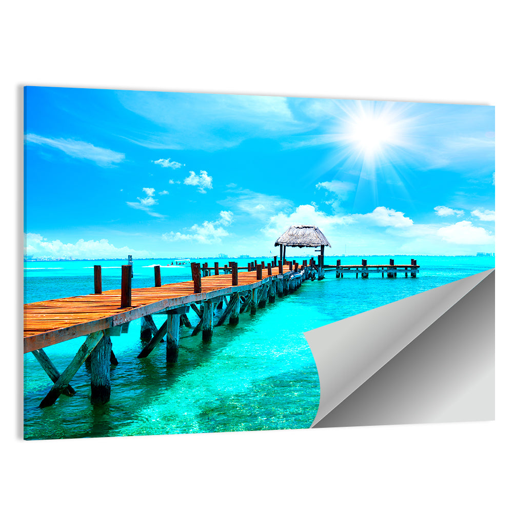 Wooden Jetty Near Cancun Wall Art