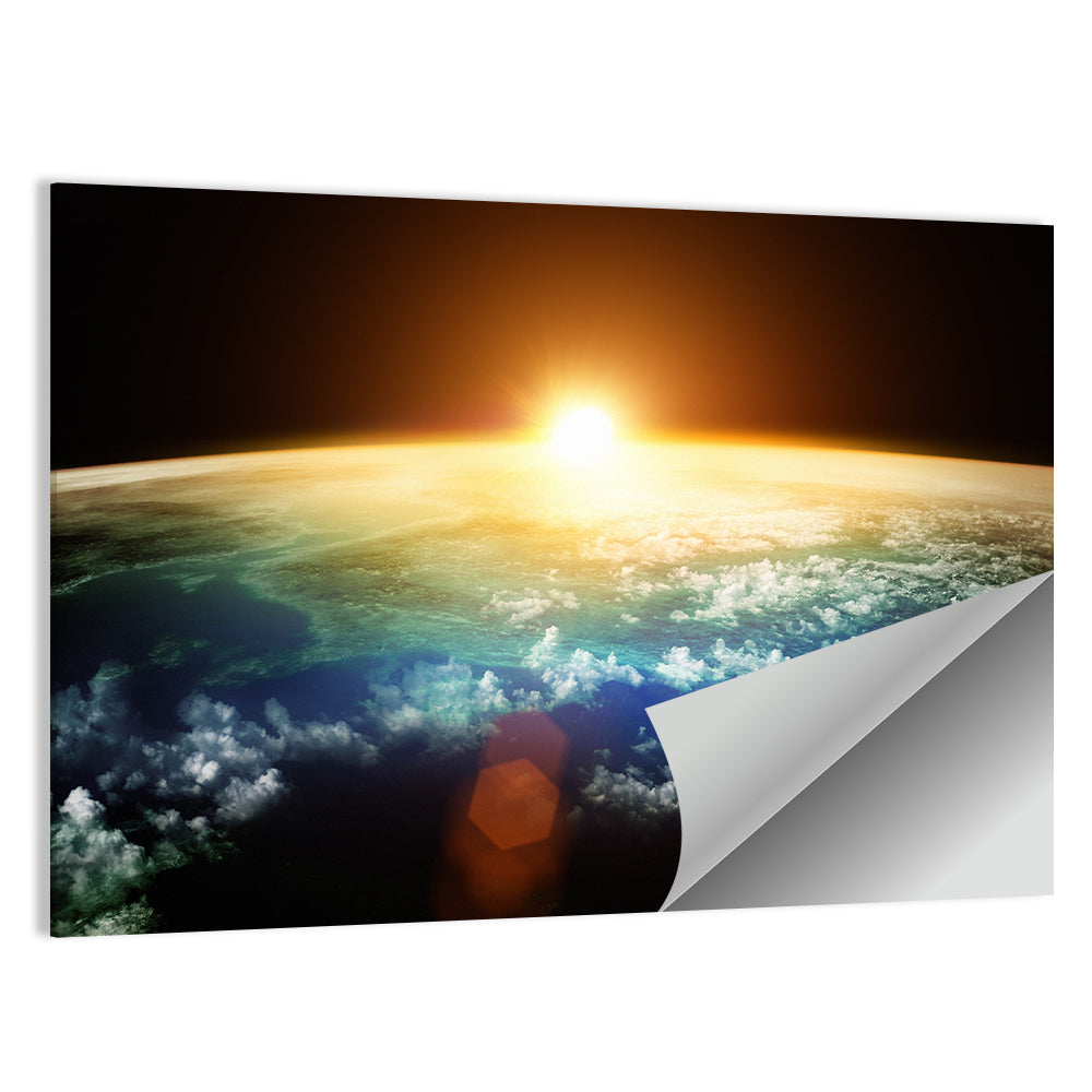 Earth With Spectacular Sunset Wall Art