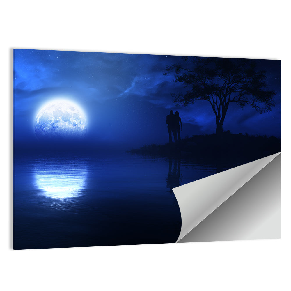 Loving Couple Under Moonlight Wall Art
