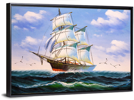 Boat In Sea Wall Art