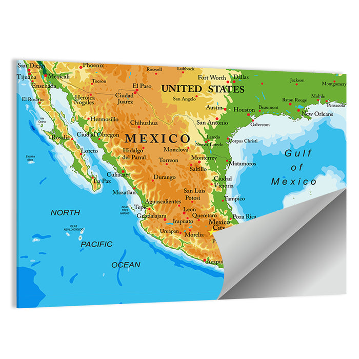 Mexico Relief Map Wall Art as a poster print