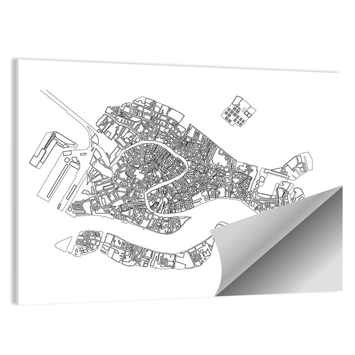 Venice Canal Map Wall Art as a poster print