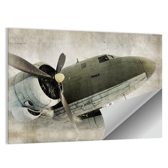 Low Angle Vintage Propeller Airplane Wall Art as a poster print