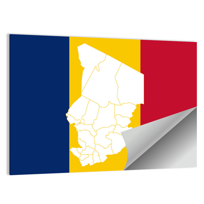 Chad Map with Tricolor Flag Wall Art as a poster print