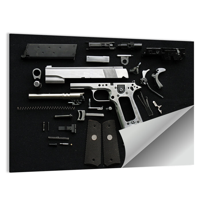 Exploded Pistol Study Wall Art as a poster print