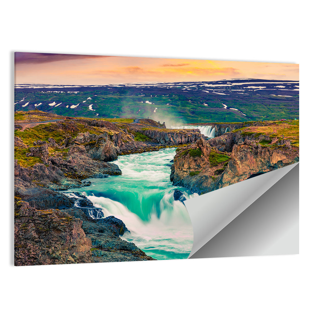 Godafoss Sunset Cascade Wall Art