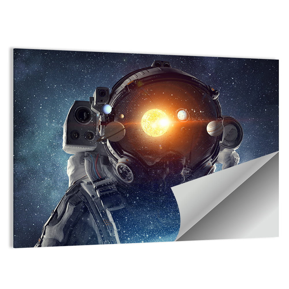 Astronaut Helmet with Solar System Wall Art
