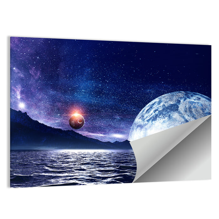 Hidden Moon Over Alien Sea Wall Art as a poster print