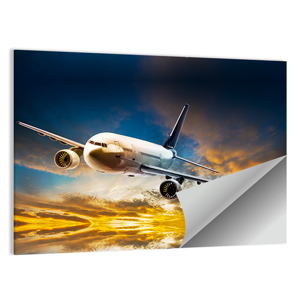 Jet Over Golden Cloudscape Wall Art