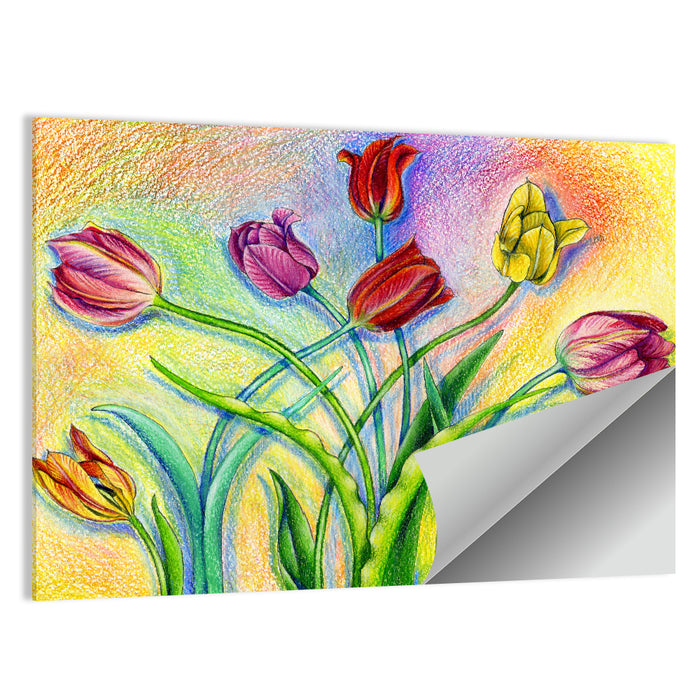 Colored Pencil Tulips Wall Art as a poster print