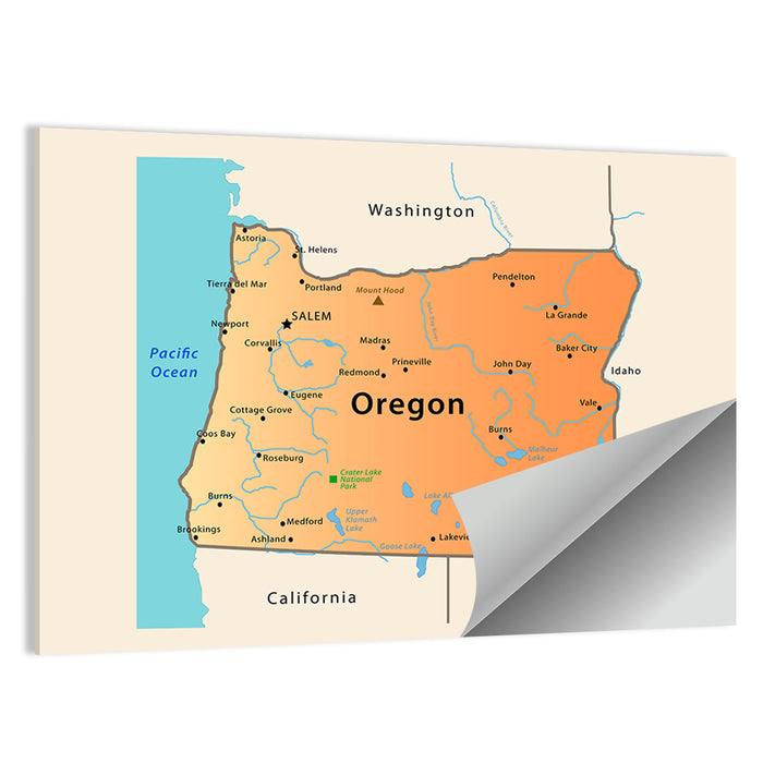 Oregon State Map Wall Art as a poster print