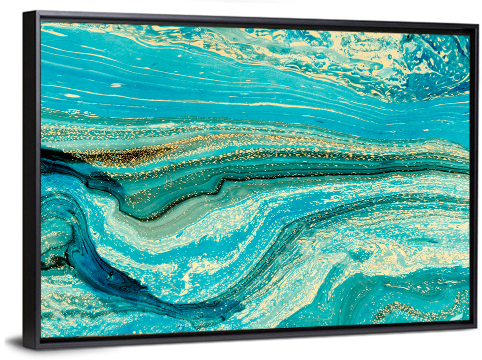 Teal Marble Waves Wall Art