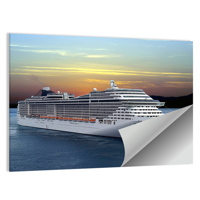 Cruise Ship at Sunset Wall Art as a poster print