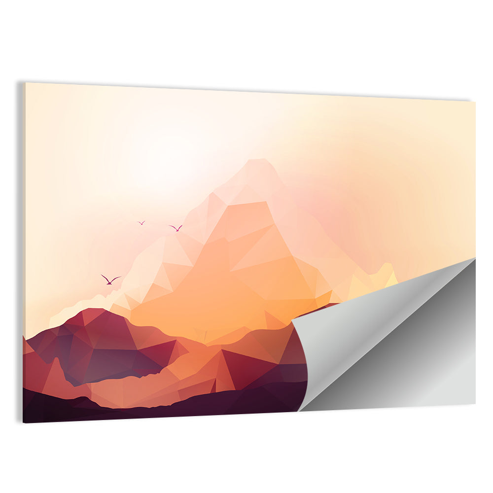 Geometric Mountain Sunset Illustration Wall Art
