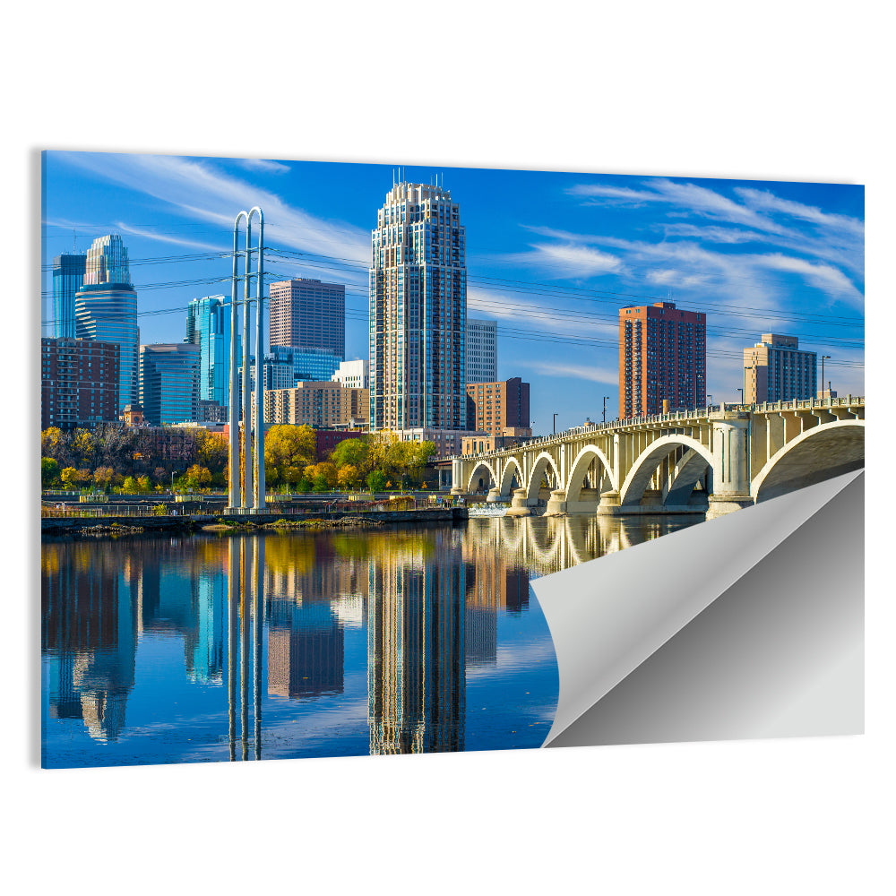 Minneapolis Skyline with Third Avenue Bridge Wall Art
