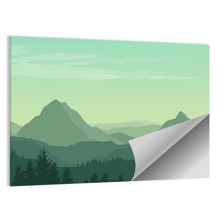 Green Mountain Silhouette Wall Art as a poster print