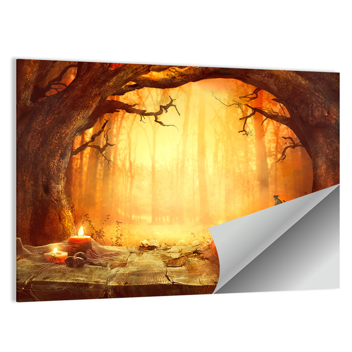 Halloween Jack O'lantern in Dark Forest Wall Art as a poster print