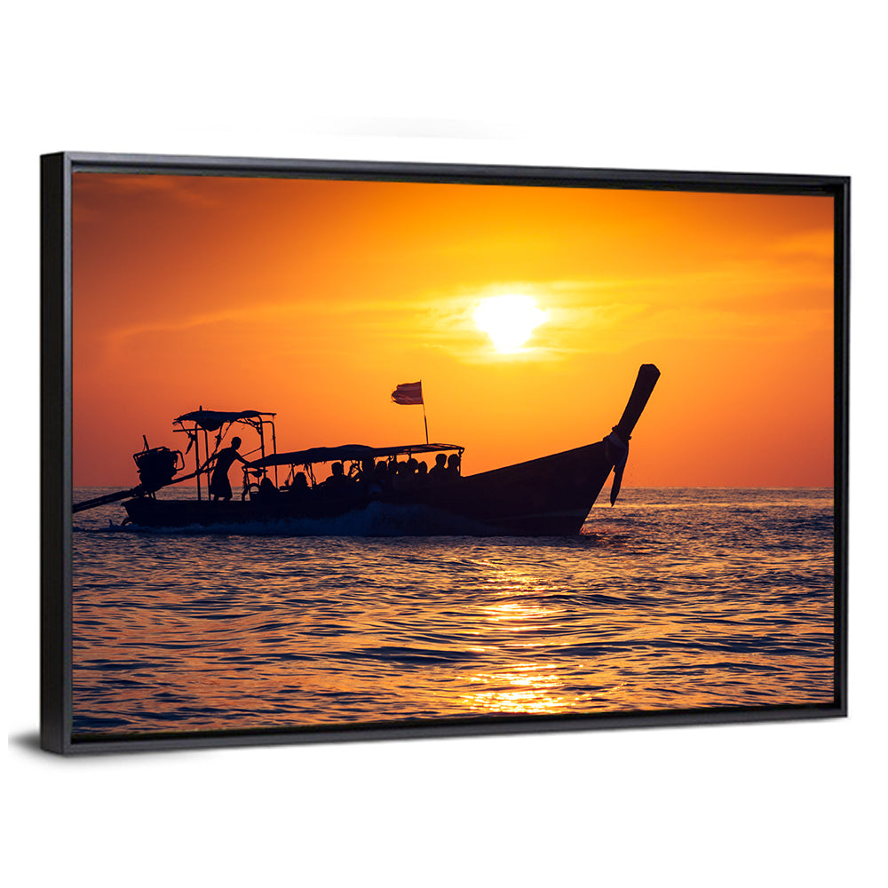 Longtail Boat at Sunset Wall Art